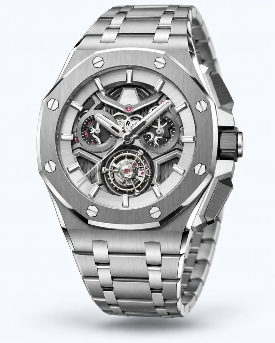 A luxury steel watch